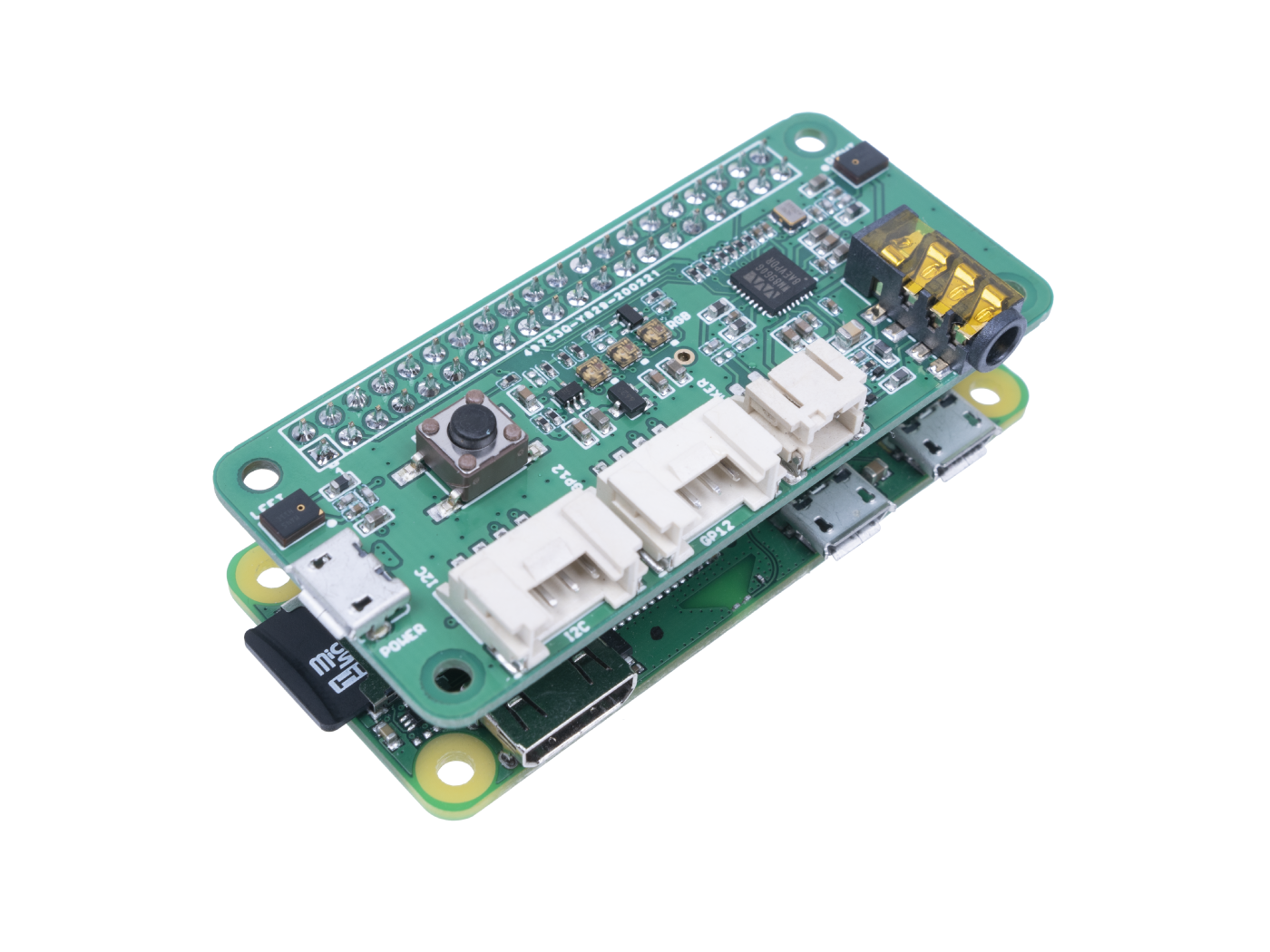 reSpeaker 2-Mics Pi HAT V2.0 for Raspberry Pi - TLV320AIC3104 Audio Codec, 2 Analog Microphones, 3 APA102 RGB LEDs, 3.5mm Audio Jack, User Button, attached with NLU software algorithms, VAD,DOA, KWS