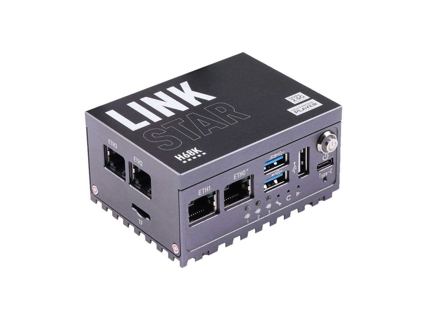 LinkStar-H68K-0232 Router with 2GB RAM & 32GB eMMC, dual-2.5G & dual-1G Ethernet, 4K output, Pre-installed Android 11,Lubuntu 20.04 & OpenWRT support, Home Assistant