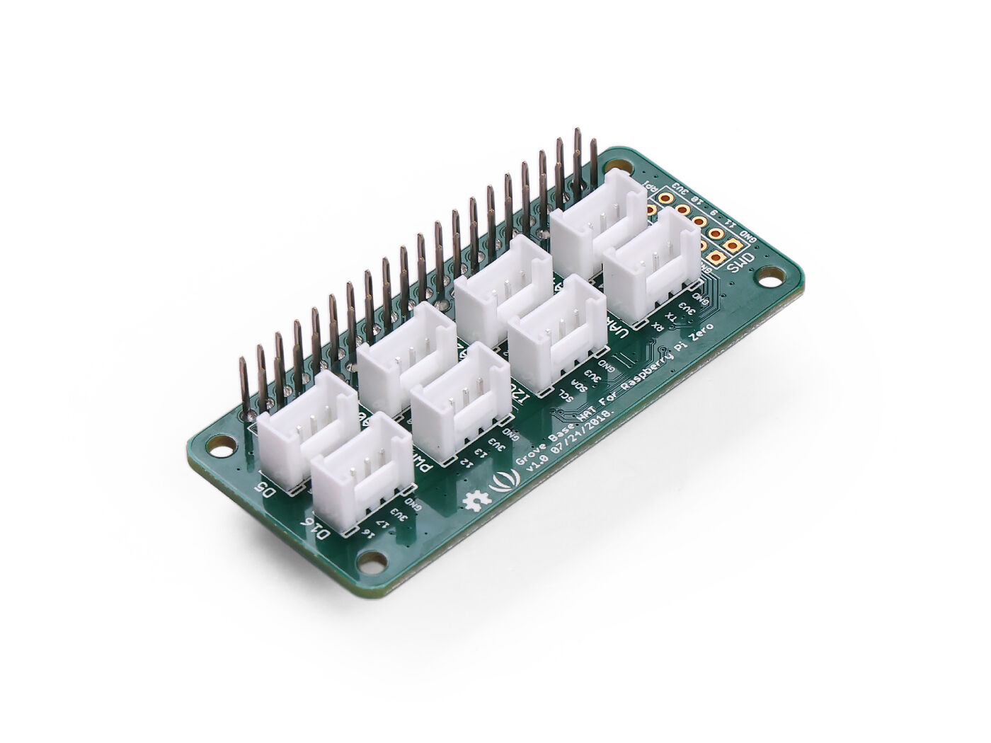 Grove Base Hat for Raspberry Pi Zero - 24-Pin GPIO maintain, Grove interface for 1× I2C, 1× UART, 2× Digital, 4× Analog, SWD Debug interface, 1x PWM Port