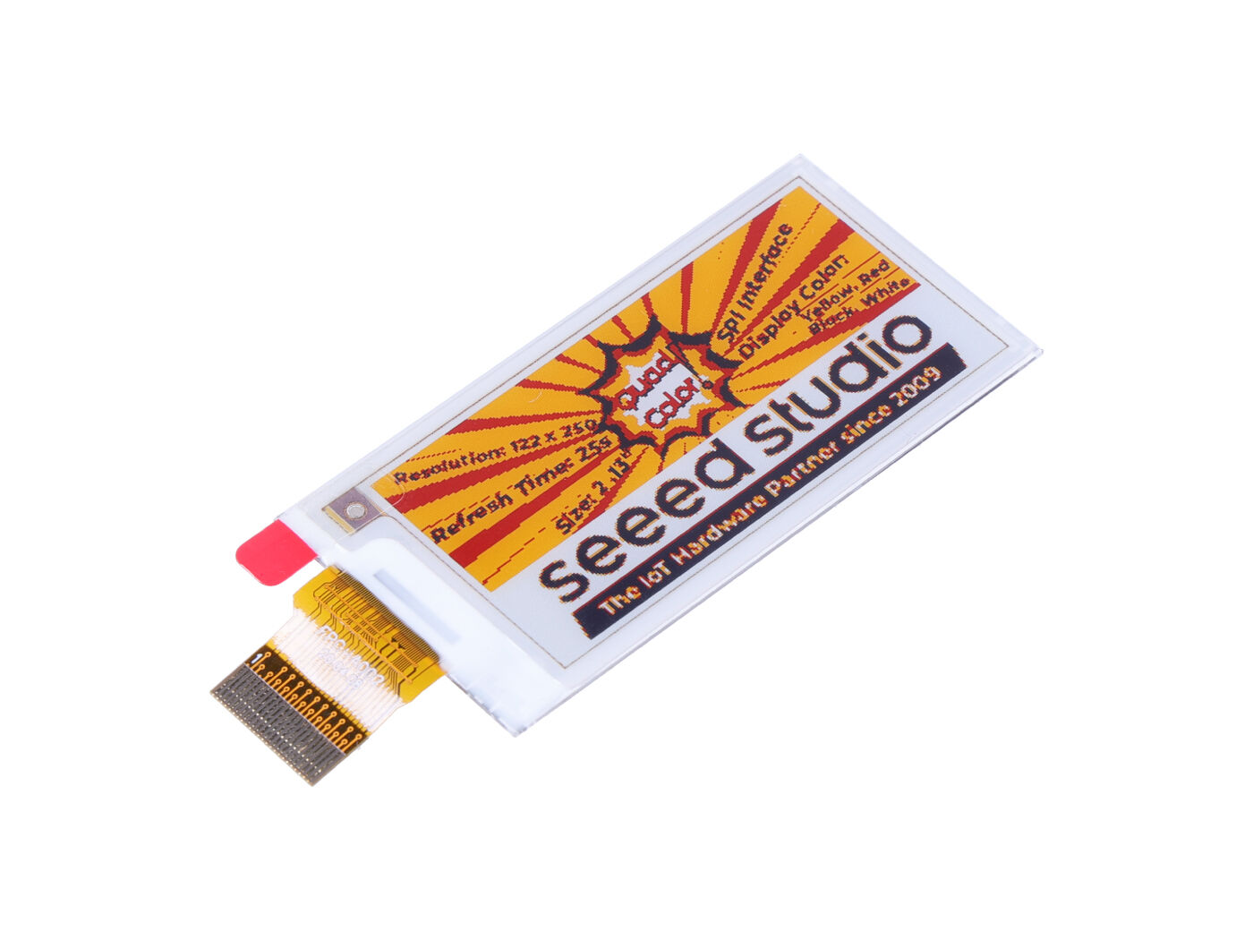 2.13" Quadruple Color eInk / ePaper Display with 122x250 Pixels, additional yellow and red display, SPI interface, Support XIAO/Arduino/STM32
