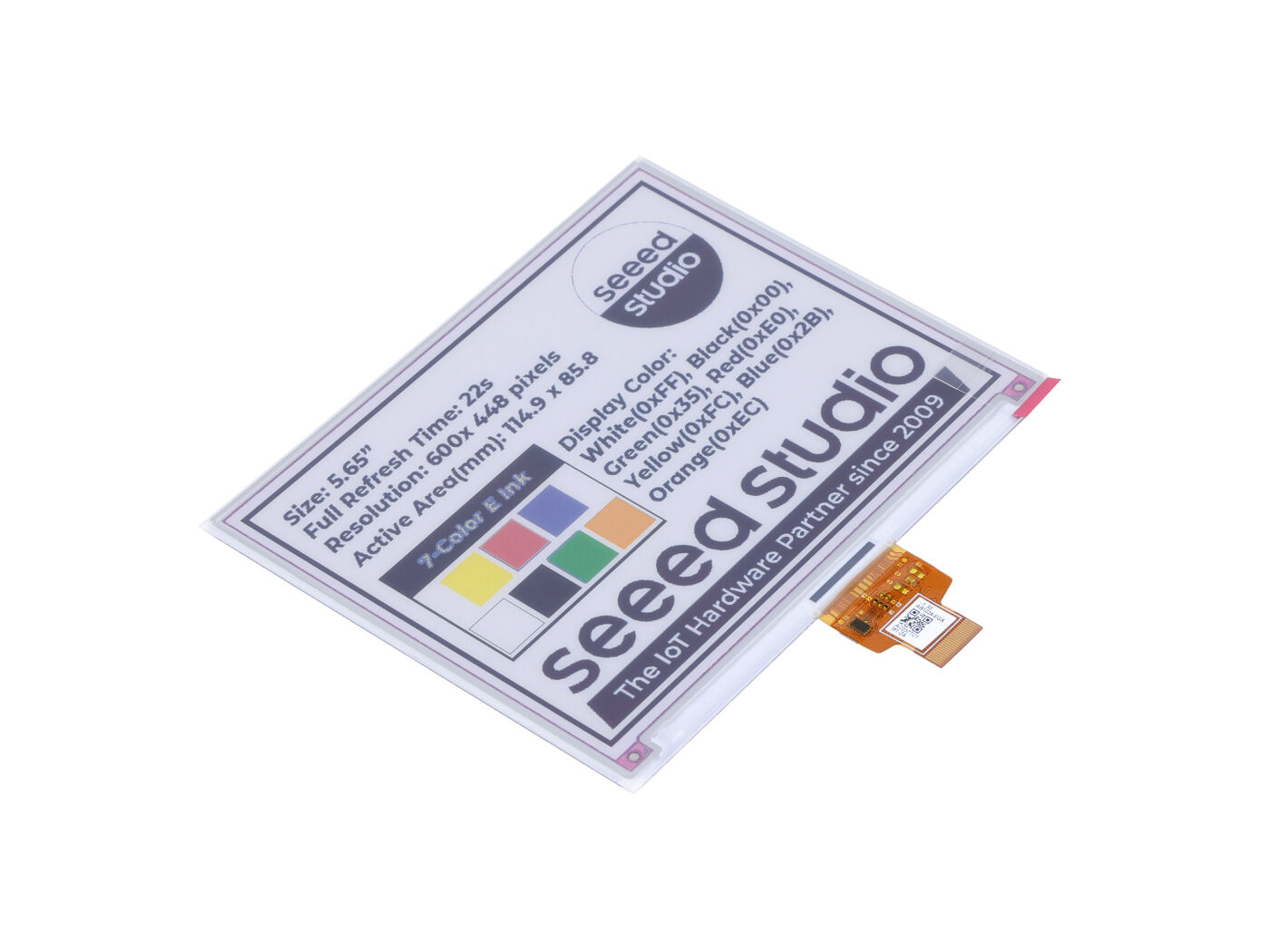 5.65" Seven-Color eInk / ePaper Display with 600x448 Pixels, SPI interface, Support XIAO/Arduino/STM32