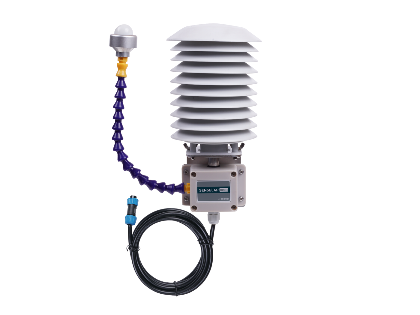 SenseCAP ORCH S4 4-In-1 Weather Sensors (A1B), Air Temperature/Humidity/Atmospheric Pressure/Light - with waterproof aviation connector