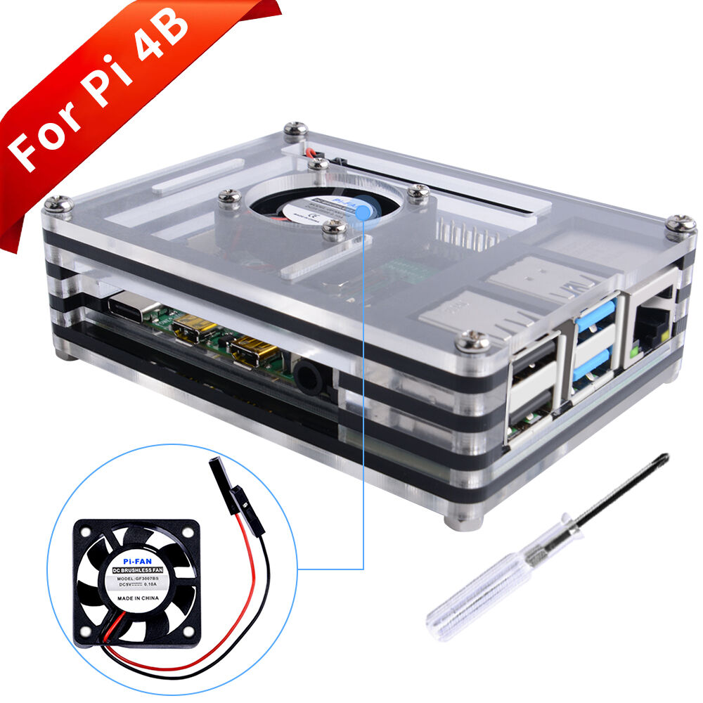 Raspberry Pi 9 Layers Acrylic Case with Fan (Support Pi 4)