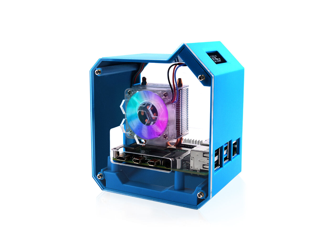 Mini Tower Case Kit for Raspberry Pi 4B - ABS material, Strong Heat Dissipation, OLED Screen Display, Elegant Appearance, Precise Positioning of Holes, Easy Wiring, and Easy Cable Management