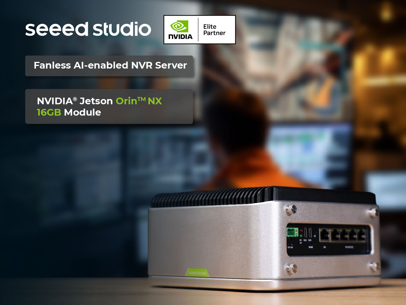 reServer Industrial J4012- Fanless AI-enabled NVR Server with NVIDIA Jetson Orin™ NX 16GB module