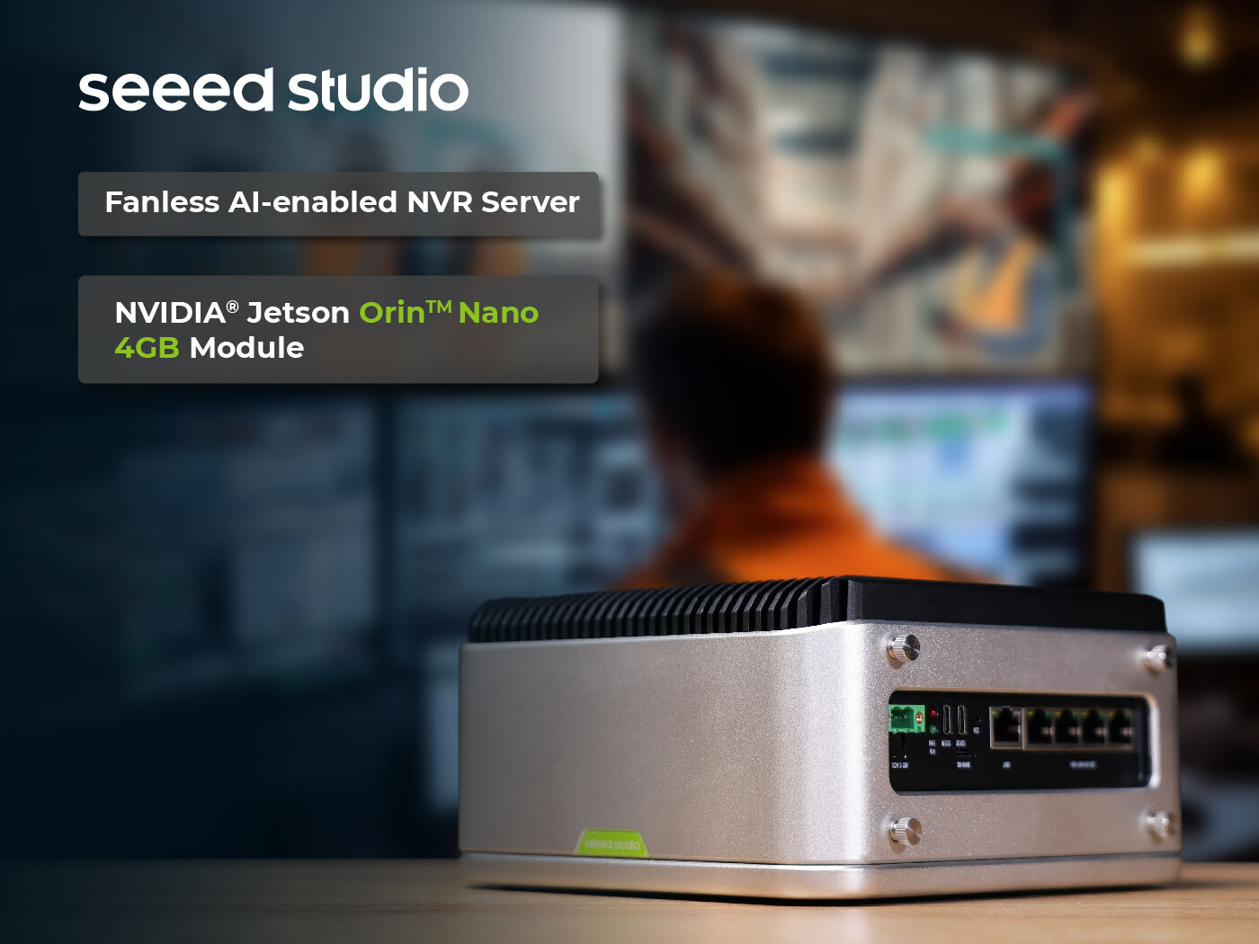 reServer Industrial J3010 - Fanless AI enabled NVR Server with NVIDIA Jetson Orin™ Nano 4GB module