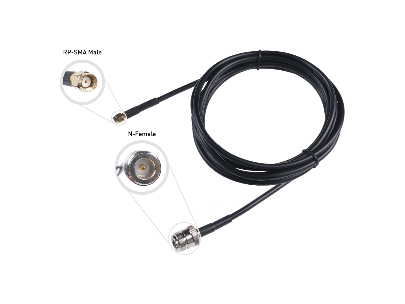 N Female to RP-SMA male connector RF Cable - CFD200 - 3m
