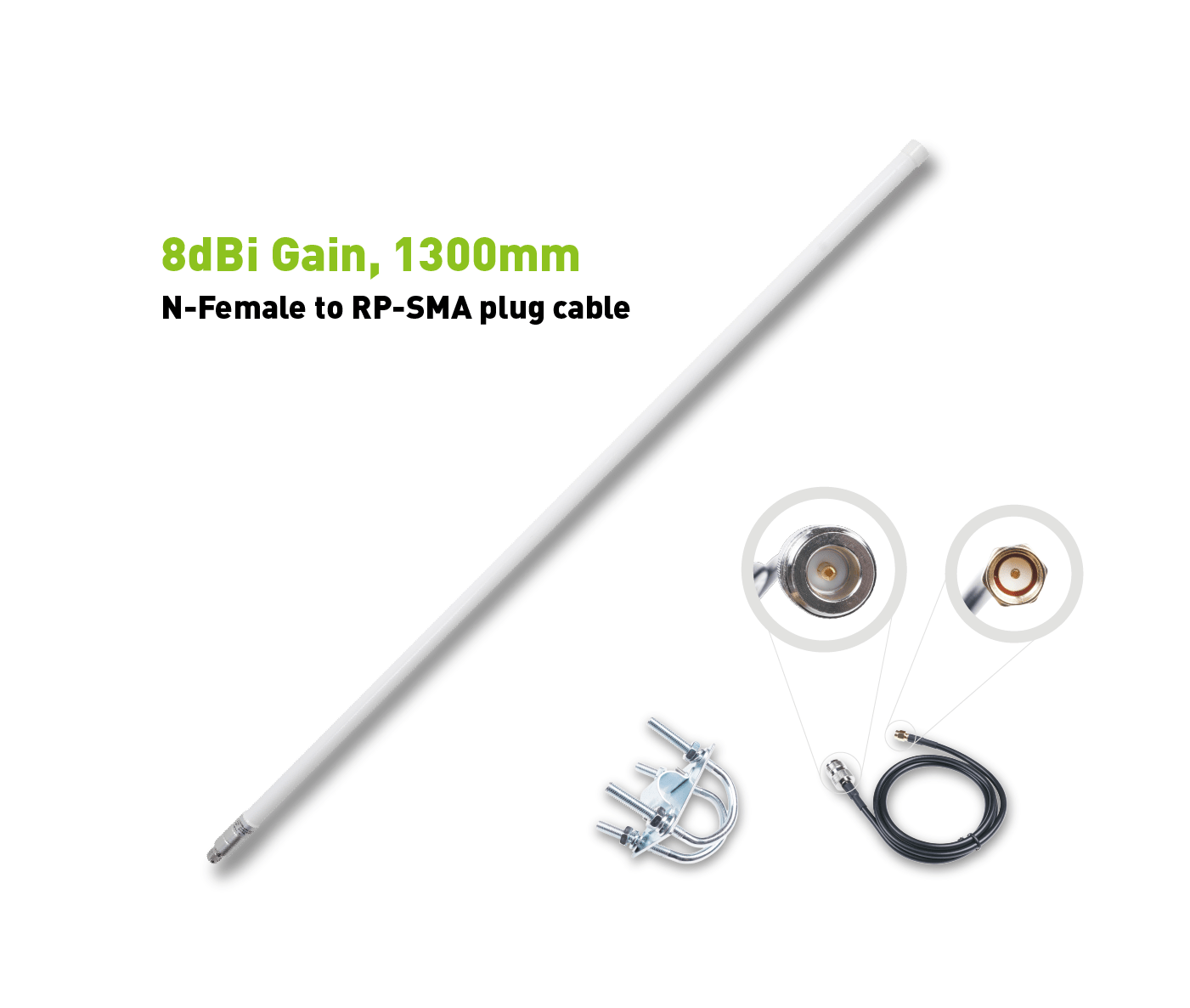 Fiberglass Antenna; 858-878MHz 8dBi-1300mm