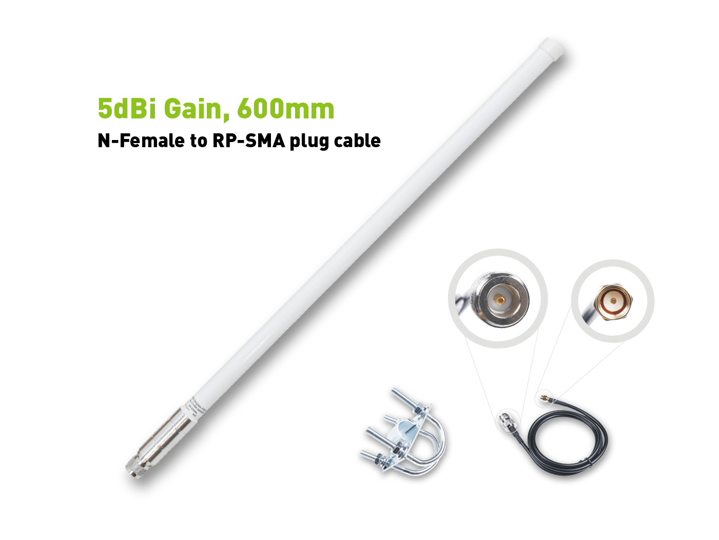Fiberglass Antenna; 860-930MHz 5dBi-600mm