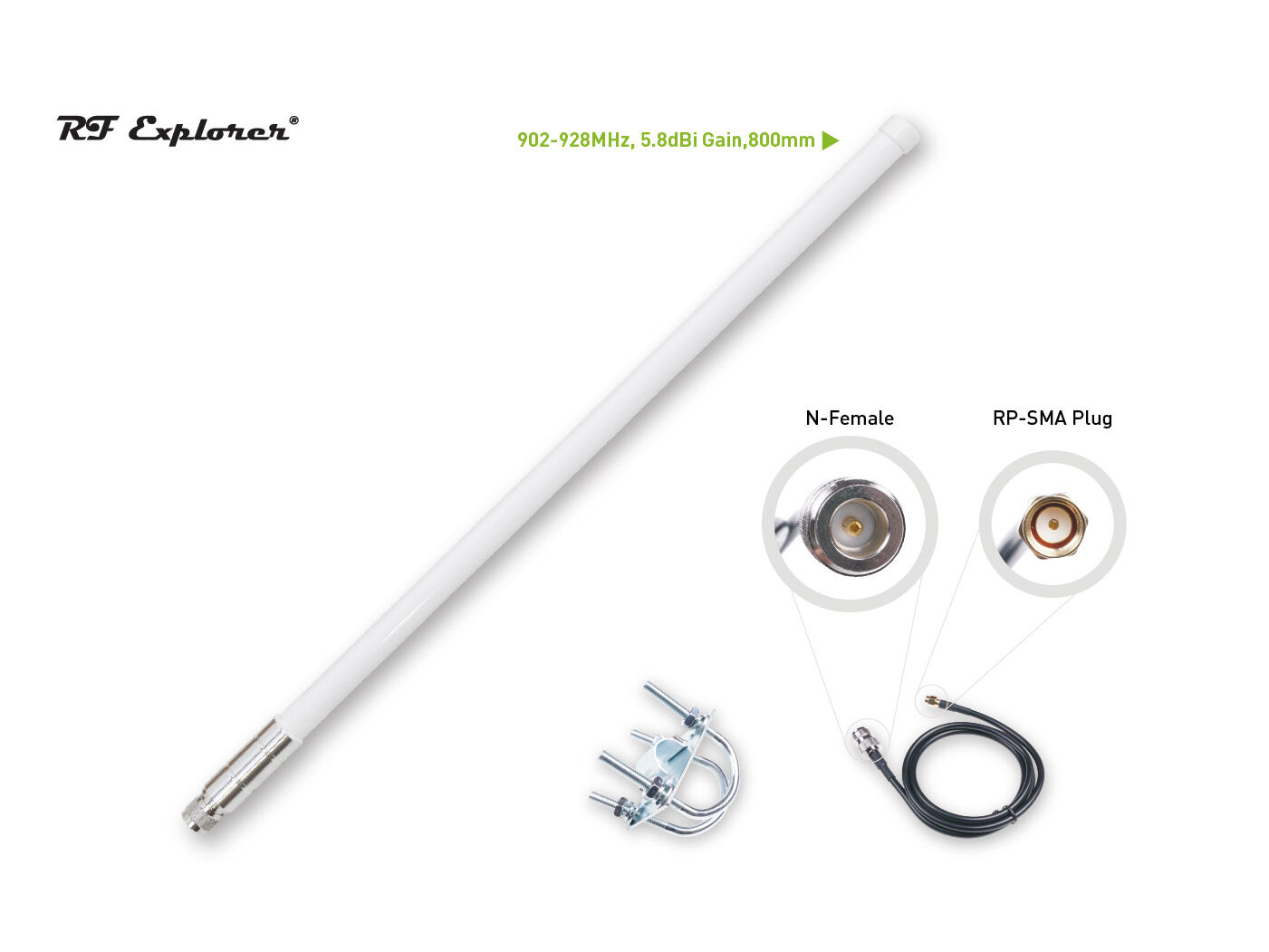 Fiberglass Antenna Kit For Helium; 902-928MHz; 5.8dBi; 800mm; RF Explorer RFELA-3/58X