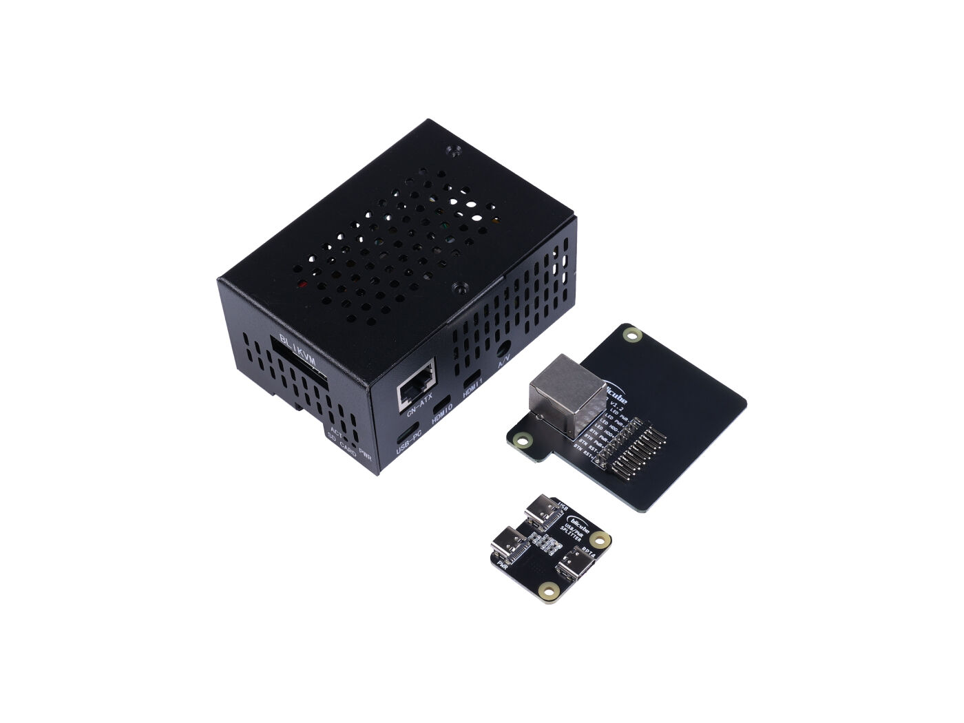 BliKVM HAT Black - Raspberry Pi 4 extension board, KVM-over-IP remote control, ATX control, PoE and USB power supply(Raspberry Pi 4 not Included)