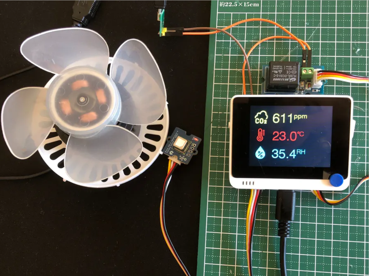 CO2 levels monitoring and Airflow control system using Wio Terminal