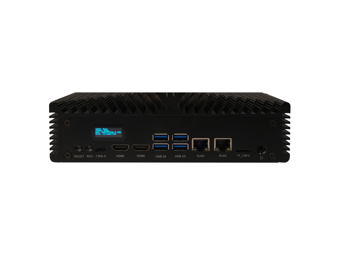 Jetson SUB Mini PC-Black with Jetson Xavier NX module, OLED screen, passive heat dissipation design, no-fan designing, 256GB SATA SSD, WiFi, Antennas and pre-installed JetPack System