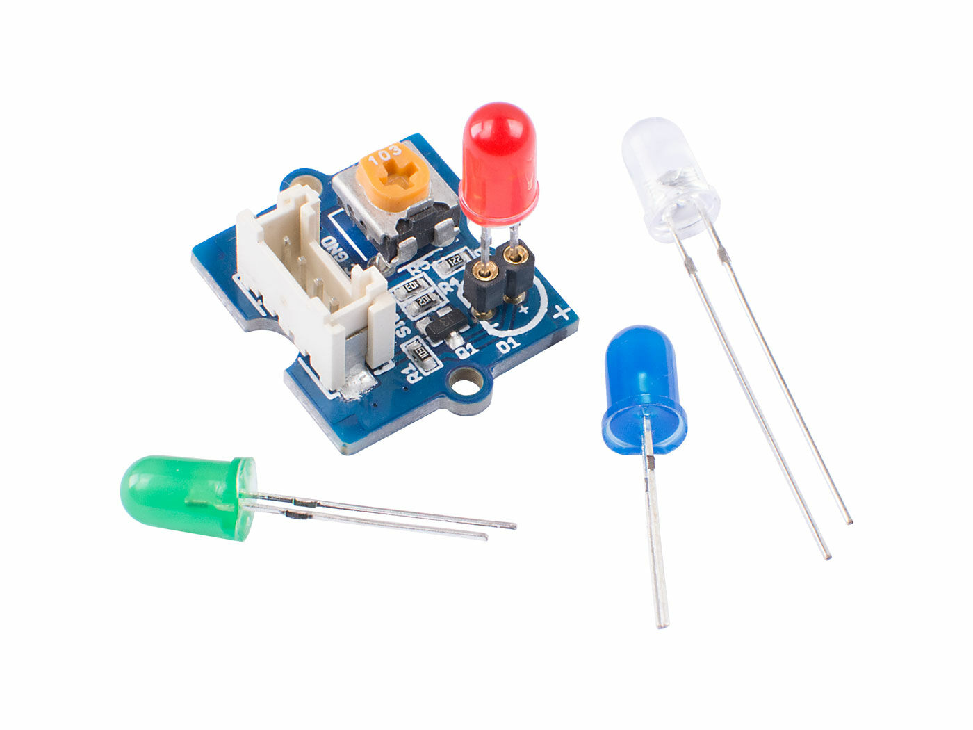 Grove - LED Pack on-board potentiometer with red, green, blue, and white LEDs