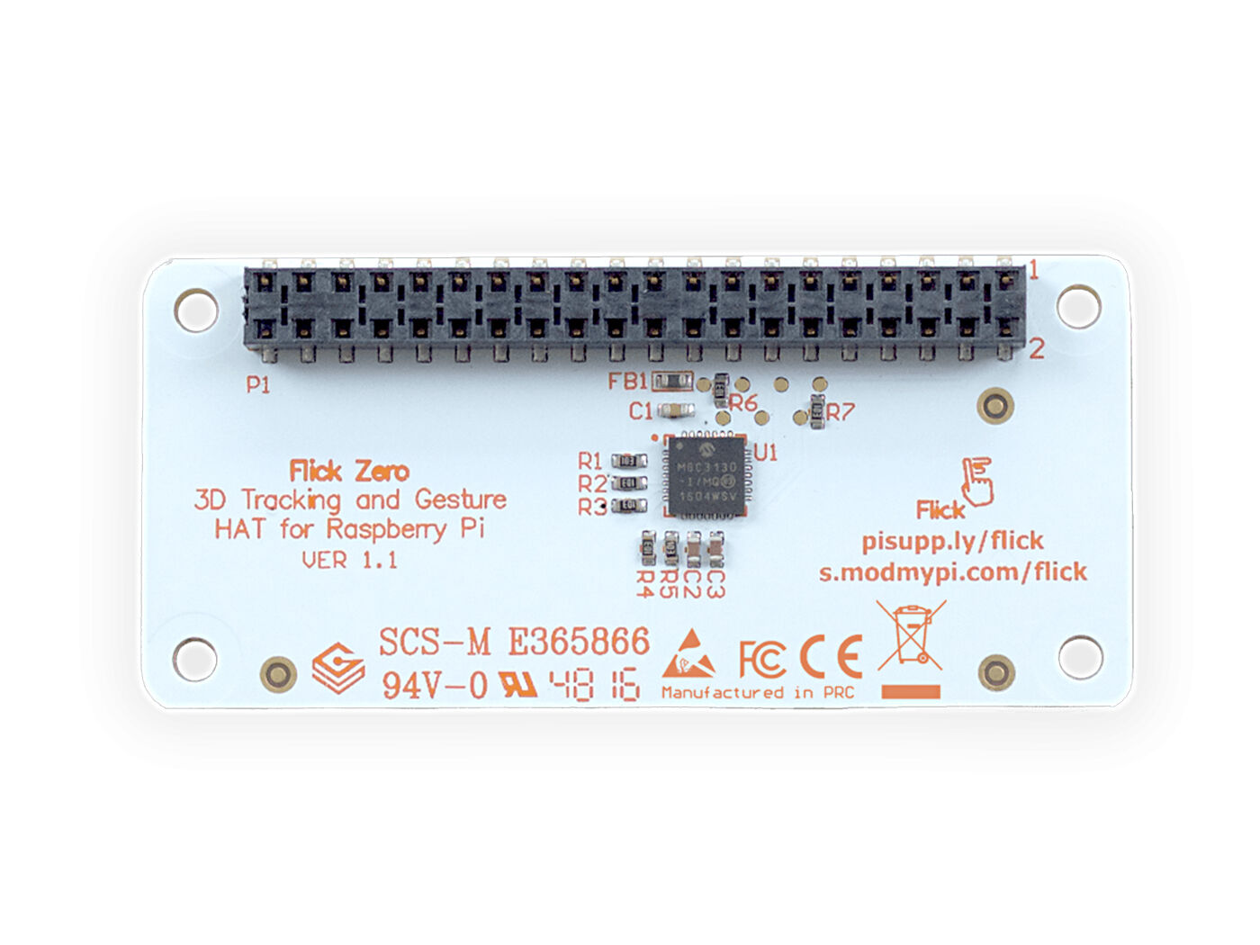 Flick Zero – 3D Tracking & Gesture pHAT for Raspberry Pi Zero