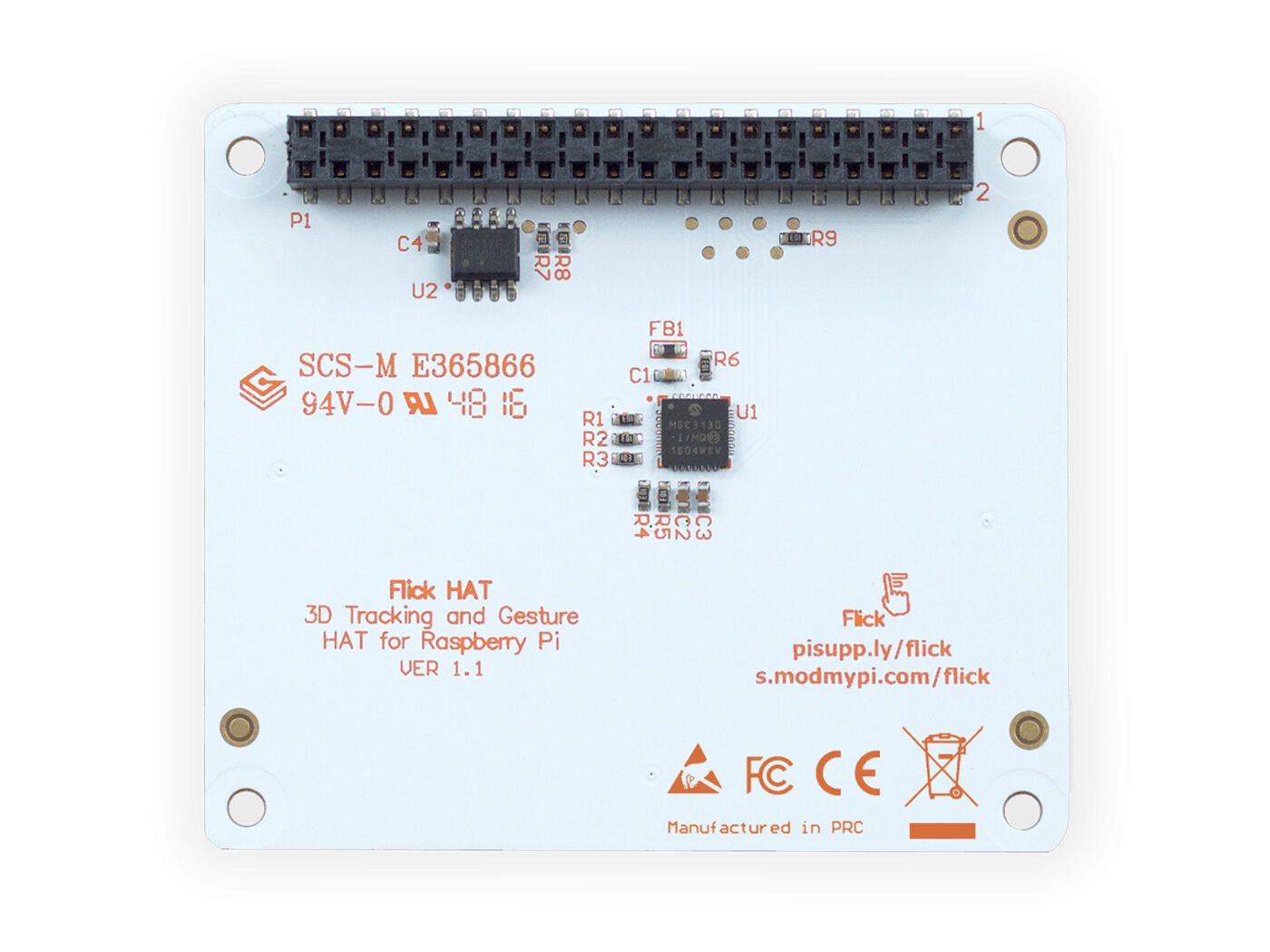 Flick HAT – 3D Tracking & Gesture HAT for Raspberry Pi