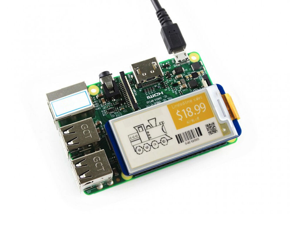 2.13inch E-Ink display HAT for Raspberry Pi & Arduino yellow/black/white 3 color e paper