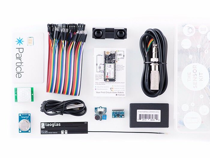 Particle Sensor Kit 3G (Eur/Afr/Asia): Components for a sample product, 10 Sensors, Particle SIM Card with Service in 100+ Countries