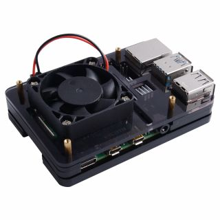 Black Case with Single Fan (Support Pi 4B)