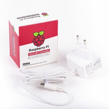Raspberry Pi Official Power Supply 15.3W USB-C with 1.5M Cable - EU Plug  5.1V 3A White