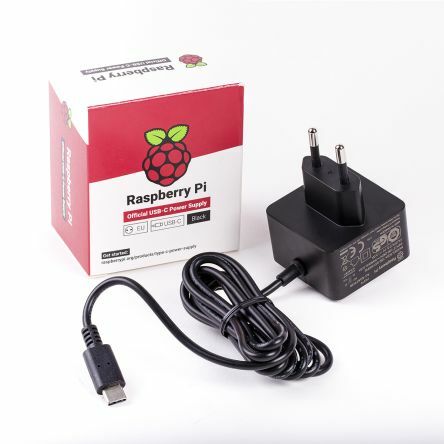 Raspberry Pi Official Power Supply 15.3W USB-C with 1.5M Cable - EU Plug  5.1V 3A Black