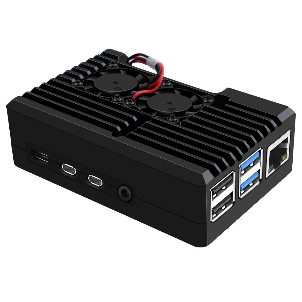 Aluminum Case with 2510 Dual Fan for Raspberry Pi 4